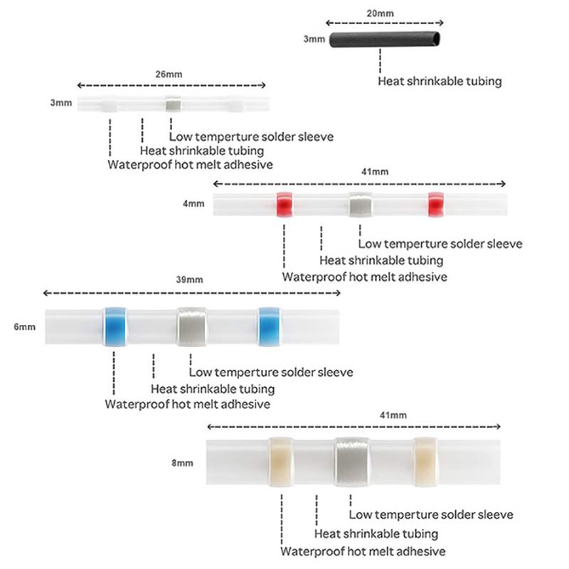 800 шт. комплект соединителей для проводов с пайкой, термоусадочная стыковая клемма для электрических проводов