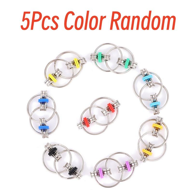 Metal Flip Chain Fidget Cube Focus EDC Unlimited Rotating Stress Relief Keychain Toy Sensory Anxiety Relief for Adults with ADHD