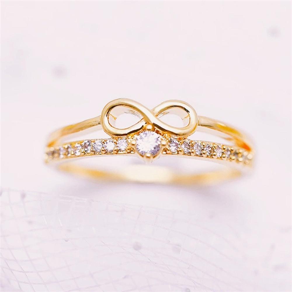 Кольцо Huitan Chic Bow Shape Finger Ring для женщин с кубическим цирконием и знаком бесконечности, модные аксессуары для пальцев, повседневные украшения для вечеринок