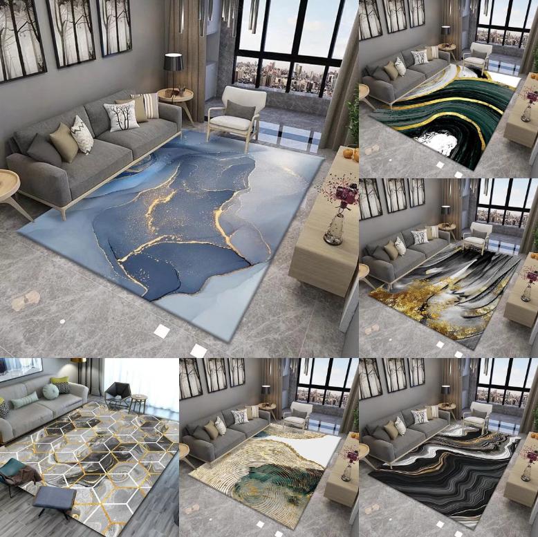 Современный абстрактный ковер текстура искусство противоскользящий ковер линия золотой фольги геометрическая волна живопись тушью ковер для украшения гостиной