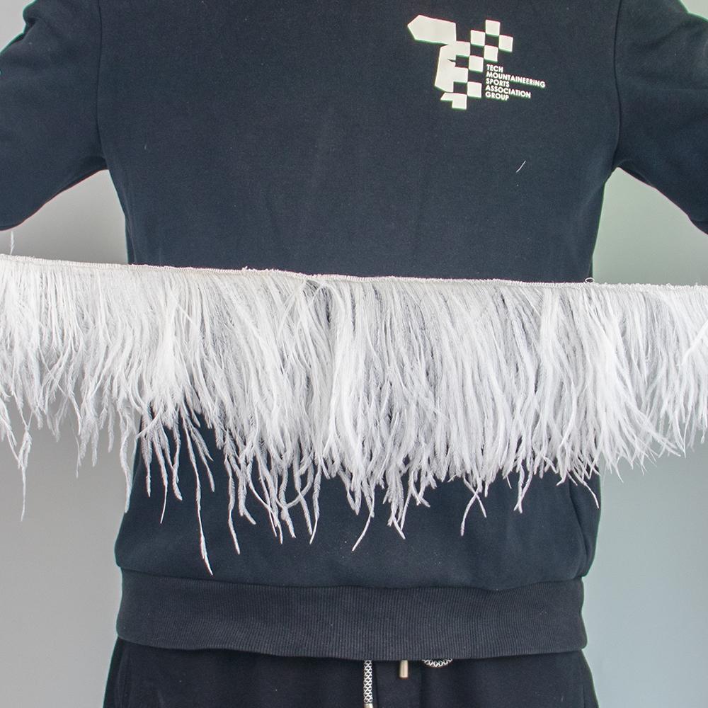 Перо 1 метр Белые страусиные перья Отделка бахрома 8-22 см Натуральная лента из страусиных перьев для свадебной вечеринки Декорация одежды Перья