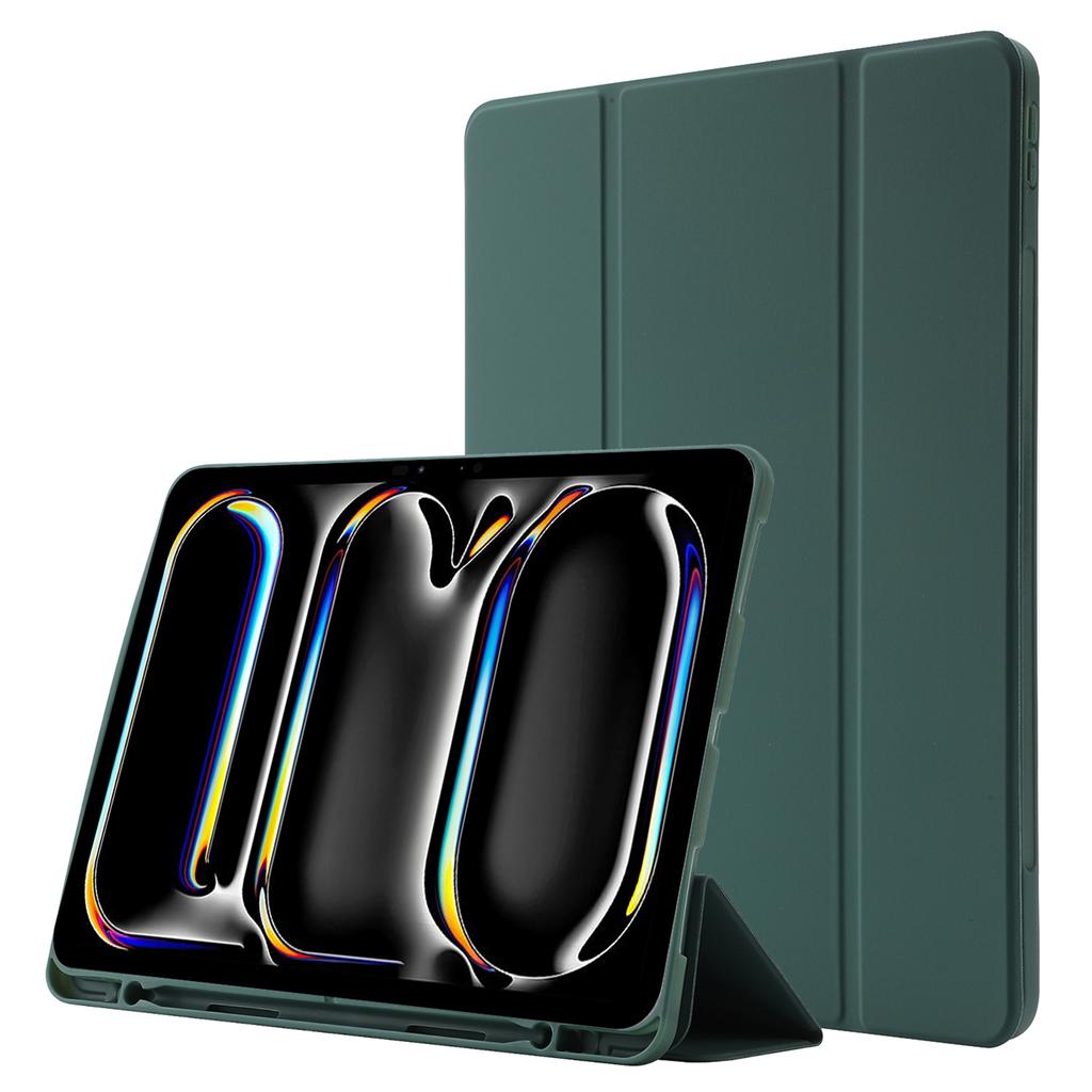 Для iPad Про 13 (2025)/13 (2024) Чехол-книжка с покрытием Skin-Touch, кожаный, трехскладной, с подставкой и держателем для стилуса, для планшета