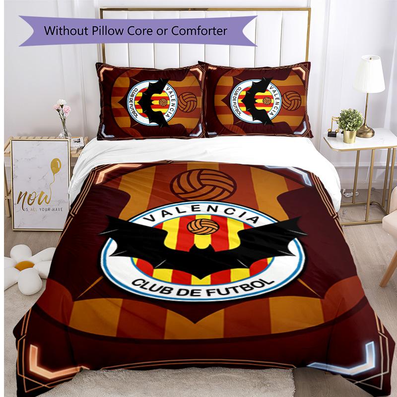 Valencia FC Printed 3PCS Bedding Set Breathable Duvet Cover with Pillowcases Decorative Bed Linen for Bedroom Home
