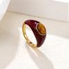 New Year's Gift Oil Drop Oval Tiger's Eye Stone Ring Natural Gemstone Malachite Ring White Fritillary Stacked Accessories Women