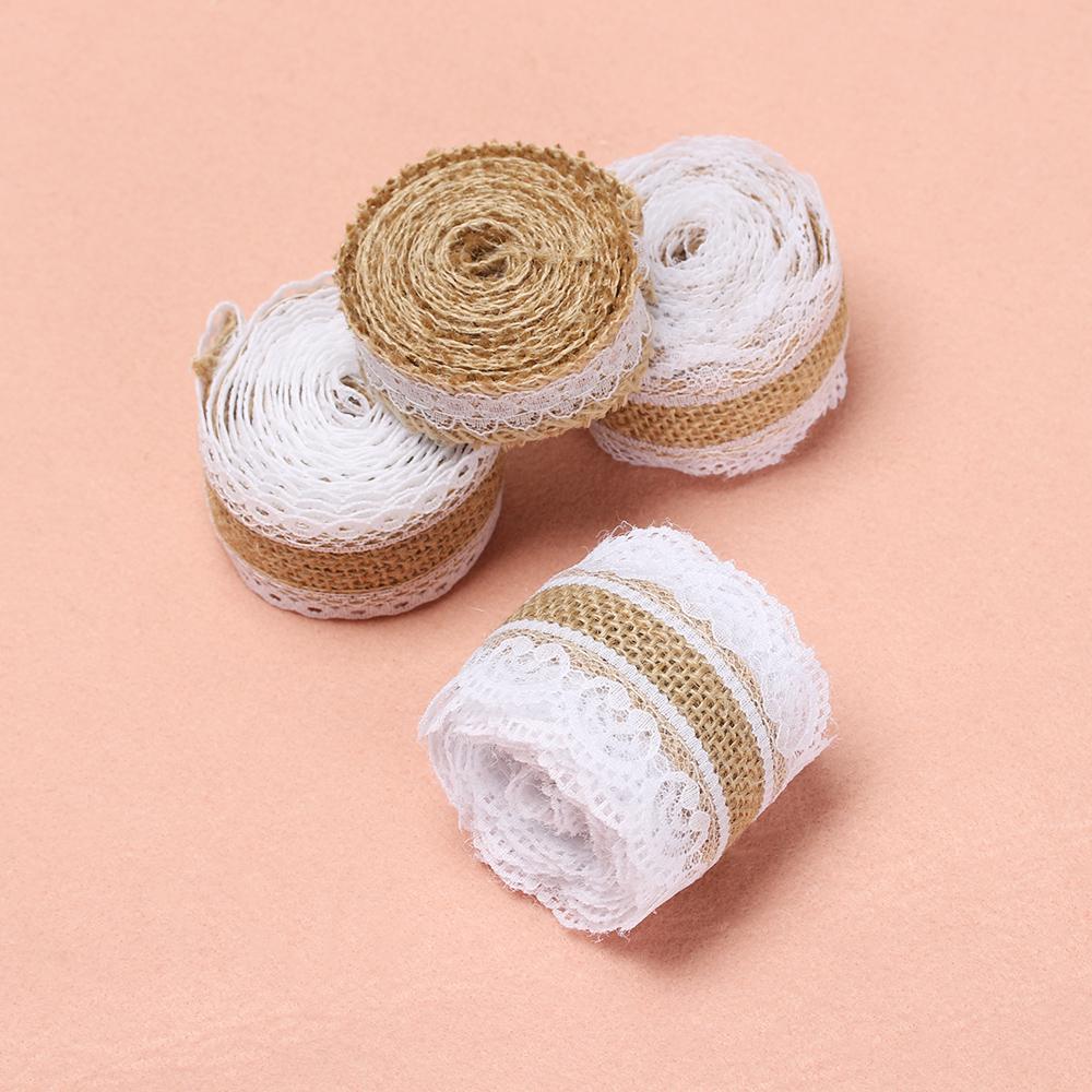 2M Мода DIY Поделки Праздничные Принадлежности Джутовая Лента Кружевная Отделка Края Натуральная Мешковина Рустик Свадьба