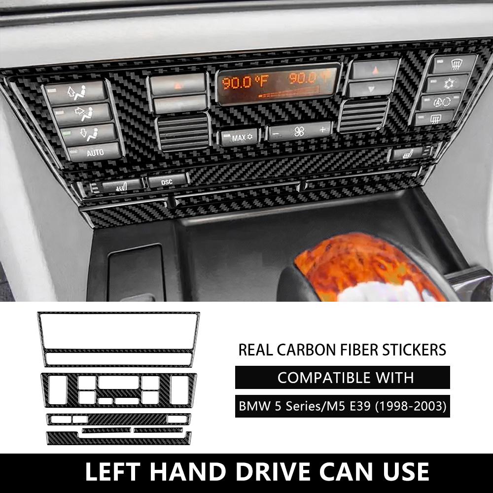 Наклейка для BMW 5 серии M5 E39 1998-2003 гг. из углеродного волокна, автомобильный кондиционер, AC CD, панель климат-контроля, обогрев сиденья