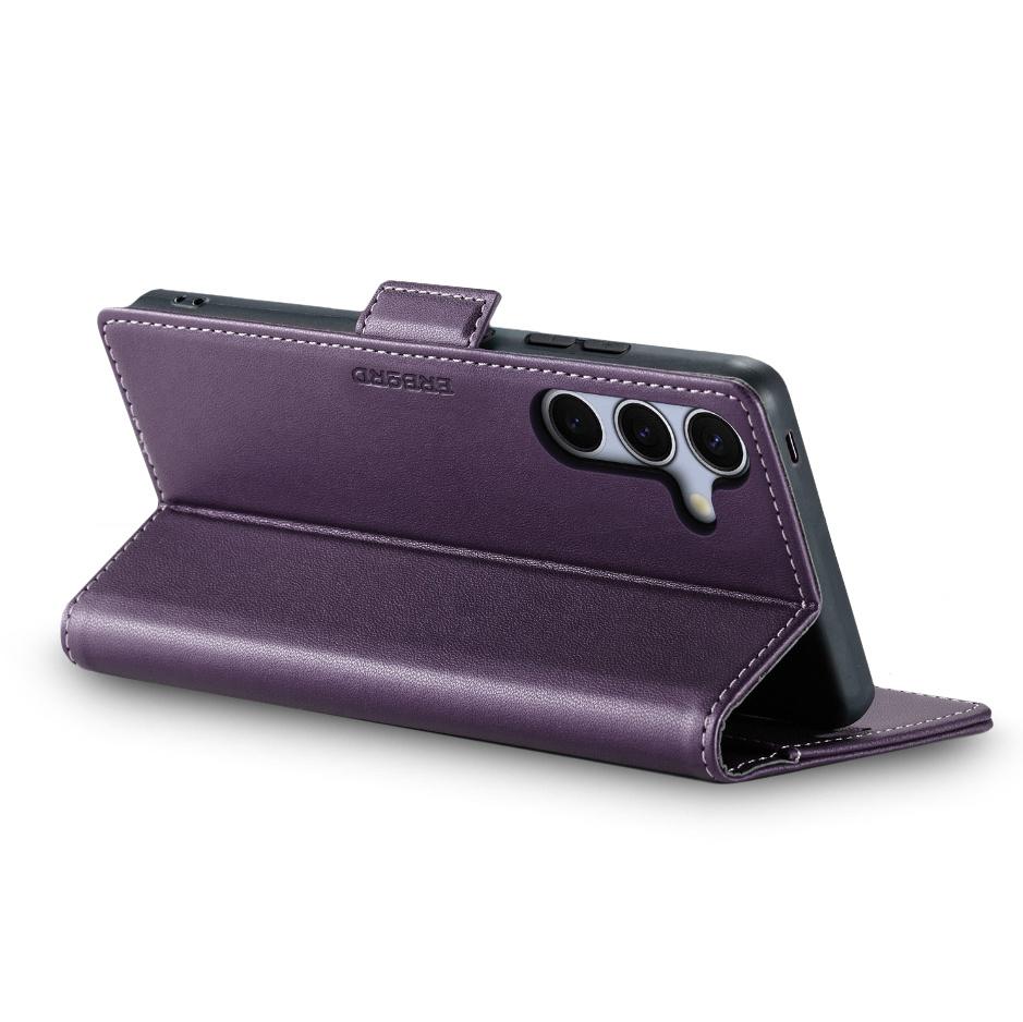 Samsung Galaxy S25 FE Case, ERBORD Glossy Litchi, Wallet Flip, Purple