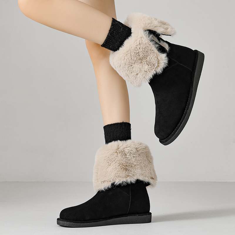 Krazing Pot Зимняя обувь из коровьей замши, нубука, меха, женские зимние ботинки, без застежек, сохраняющие тепло, ботильоны европейского дизайна