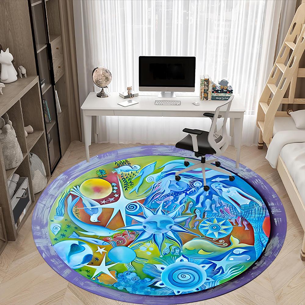 1pc Oceanic Fantasy Chair Carpet for Office, Soft and Durable Office Rug for Interior Decoration, Perfect for Office yy251227099