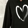 Sweatshirt Women's Heart-print Plush Top For Loose Casual Sports Hooded Pullover