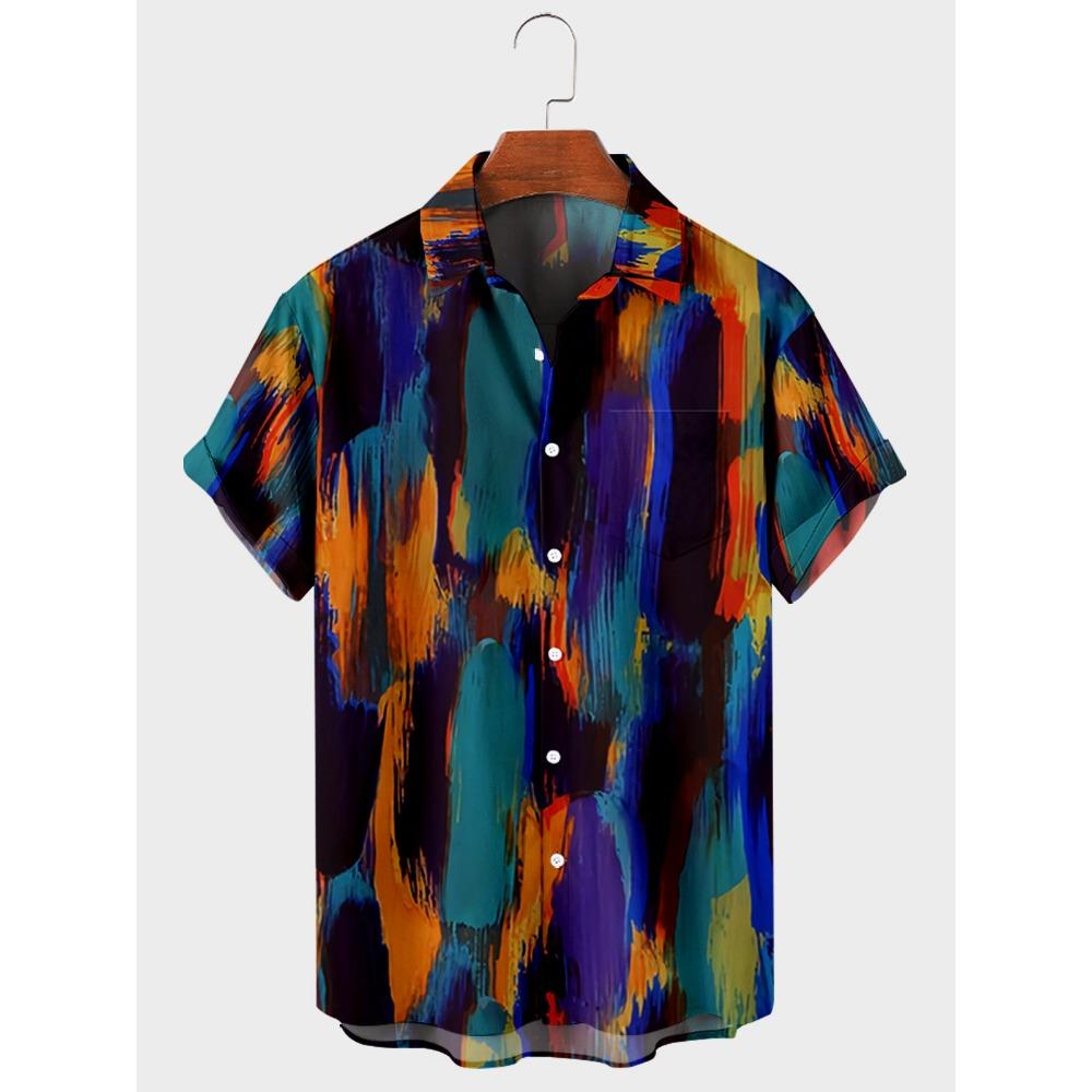 Гавайская мужская рубашка в полоску, мужская рубашка Camisa с коротким рукавом, повседневный топ, свободная футболка, мужская одежда