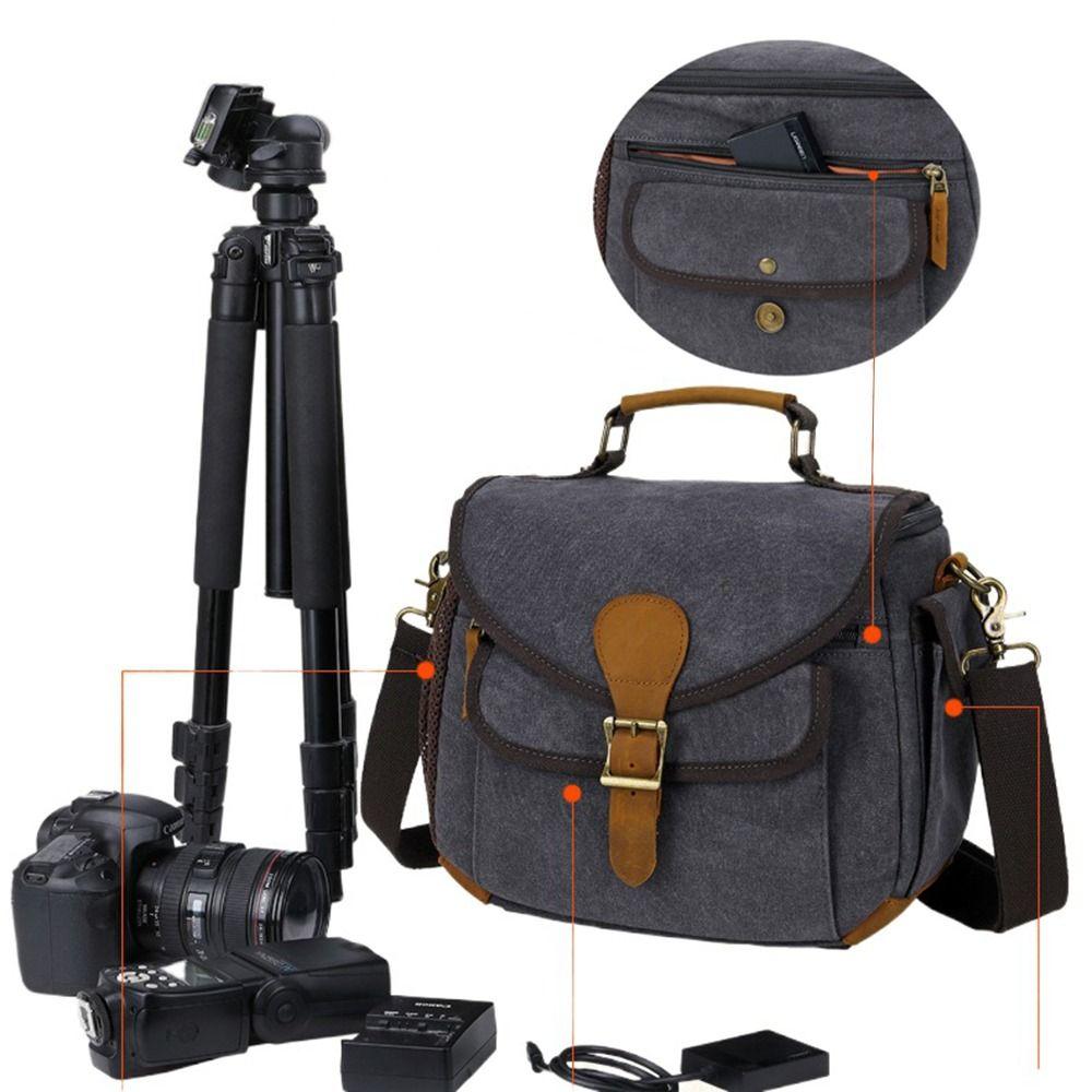 Сумка для беззеркальной фотокамеры из холста, мягкая винтажная сумка-мессенджер для объектива камеры, противоударный водонепроницаемый защитный чехол для камеры