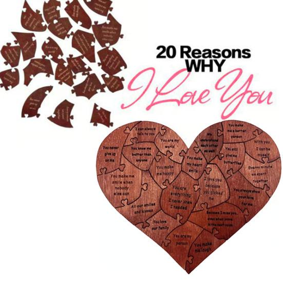Причины, почему я люблю тебя, подарок для парня, девушки, мужа, жены, романтический пазл в форме сердца в деревянной коробке, 20 причин, подарки для пар на годовщину