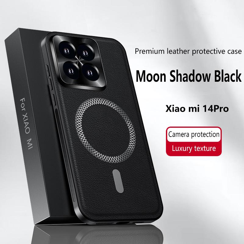 For Xiaomi Mi 14 Pro Case Magnetic Elegant Leather Wear-Resistant Lens Fully Covered Non-Slip Grip Edge Cover Shell