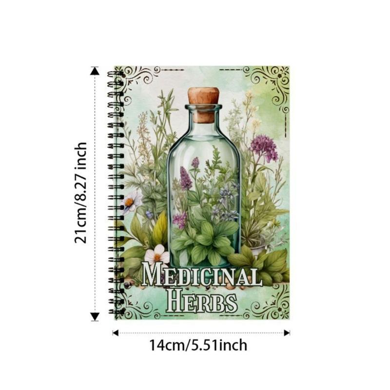 Травяной журнал Блокнот на двойной проволоке Журнал для изучения лекарственных трав Бумажный блокнот Журнал для изучения лекарственных растений