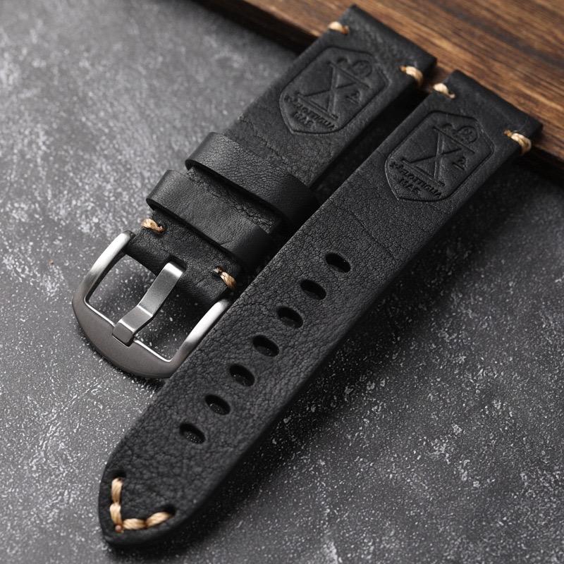 Handmade First Layer Cowhide Leather Watchband 20 22 23 24 26MM Brown Padded Leather Strap For PAM111 441 Soft Men's Bracelet