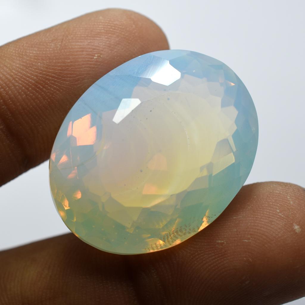 Lab-Created Opal Loose Gemstone 62.25 ct Unique Oval Cut Multi-Color October Birthday Birthstone