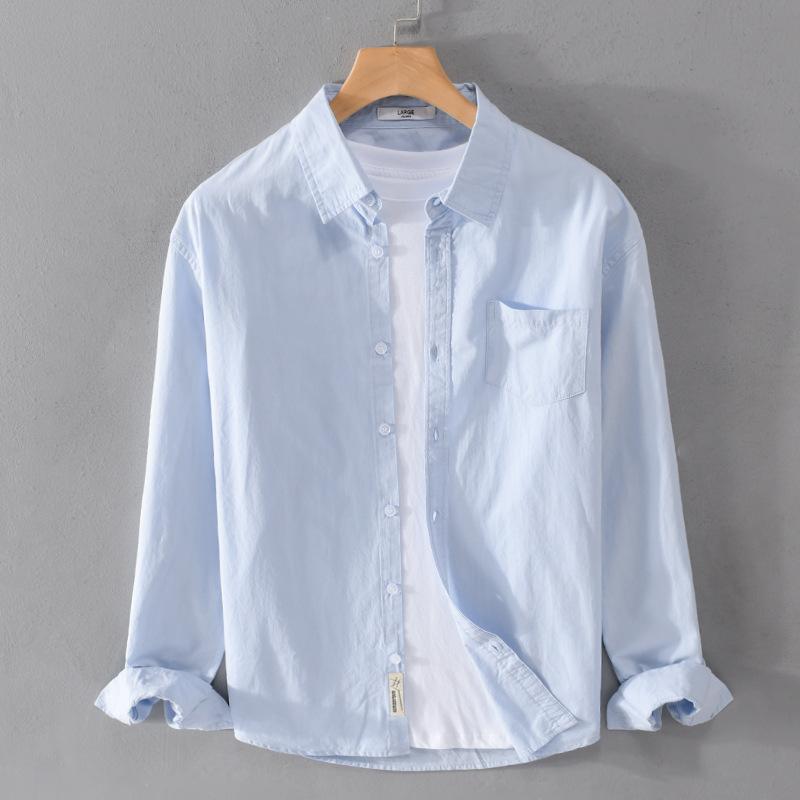 Pure Cotton, Autumn Men's Fashion Business Comfortable Slim British Style Work Casual with Breathable Cotton Long Sleeve Shirt