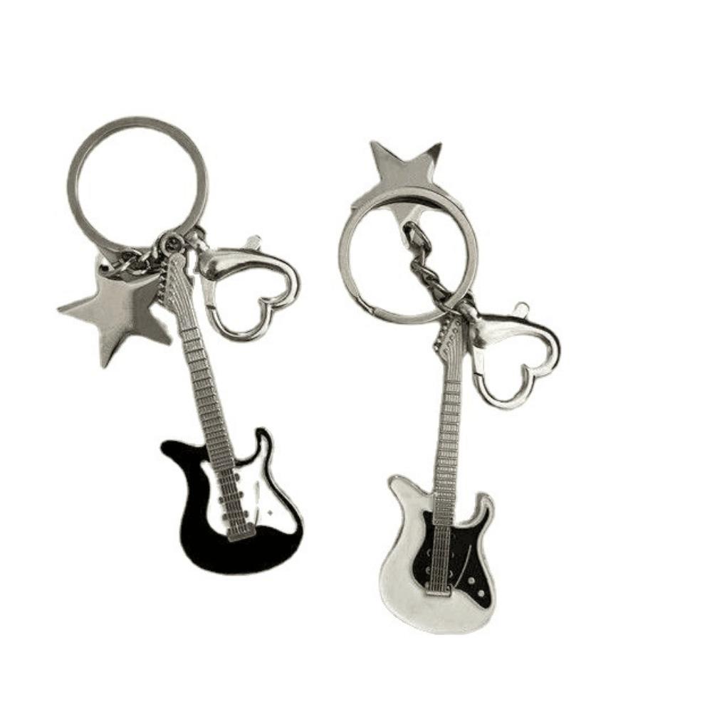 Y2k Guitar Keyring Star Musical Instrument Keychain Guitar Key Chain Couple Gift