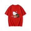 2026 Футболка Hello Kitty из мягкого хлопка с коротким рукавом и круглым вырезом, милый принт, легкий летний топ для женщин, повседневная одежда