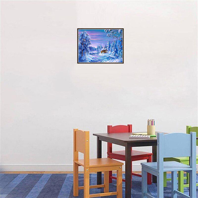 Snow Scenic DIY 5D Diamond Painting Full Round Rhinestone Winter Scenery Diamond Embroidery Cross Stitch Kits Home Decor