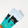 1 Pair of New Autumn and Winter Black Cat Catching Fish Pattern Men's Couple Middle Tube Socks