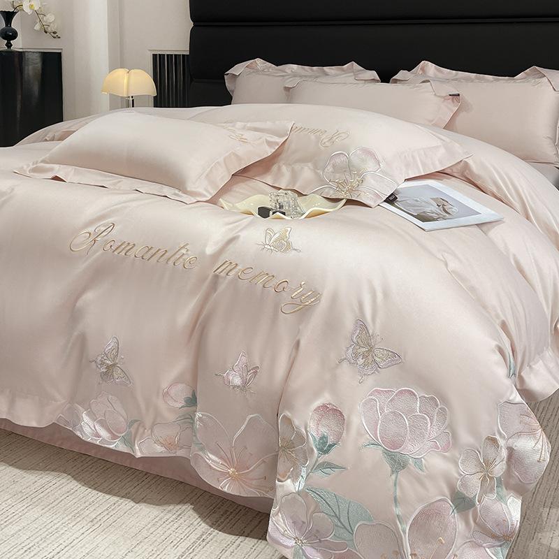 Pure Cotton Bedding Set Light Luxury Comfortable Skin-friendly Breathable Sheets Quilt Cover Pillowcase