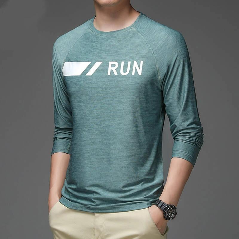 Fashion Gradient Graphic Men's T Shirts Autumn Man Clothes Crew Neck Long Sleeve T-Shirts Tops Men's T-Shirt Outdoor Pullover