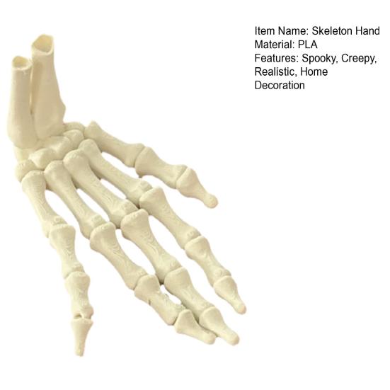 Halloween Skeleton Hand 3D Printed Plastic Human Hand Bone Model Scary Halloween Trick Props for Tableware Party Supplies Haunted House Home Decor