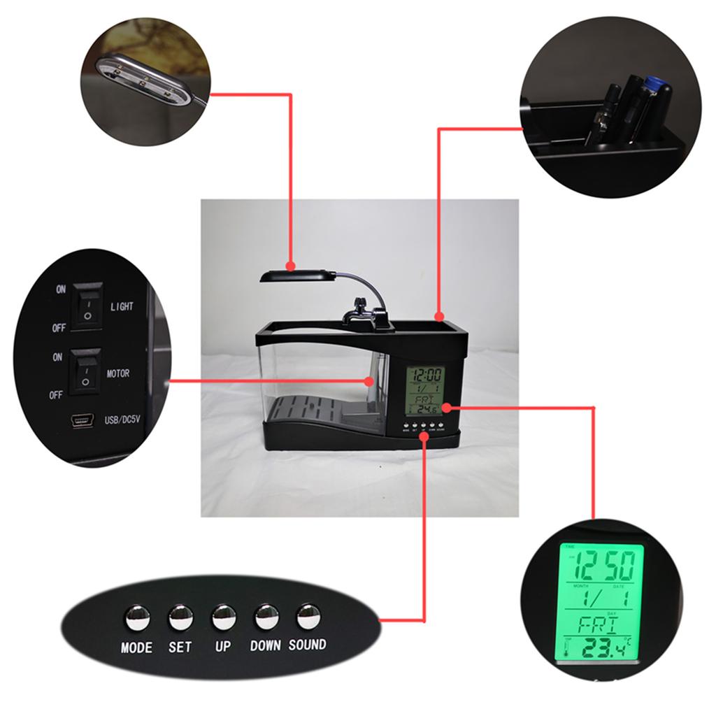 Черный мини-аквариум с USB Креативный аквариум