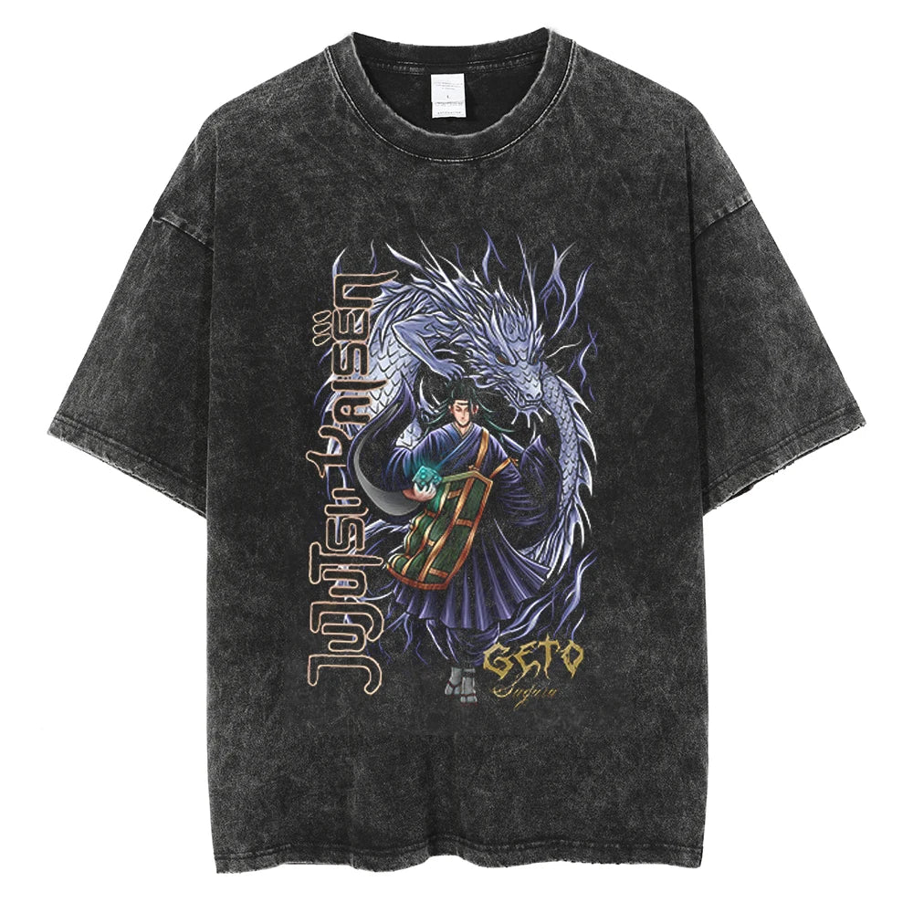 Jujutsu Kaisen Geto Vintage Dark Sorcerer Oversized TShirt Mens 2026 Summer Fashion Oversize Street Top Harajuku Y2K Clothing