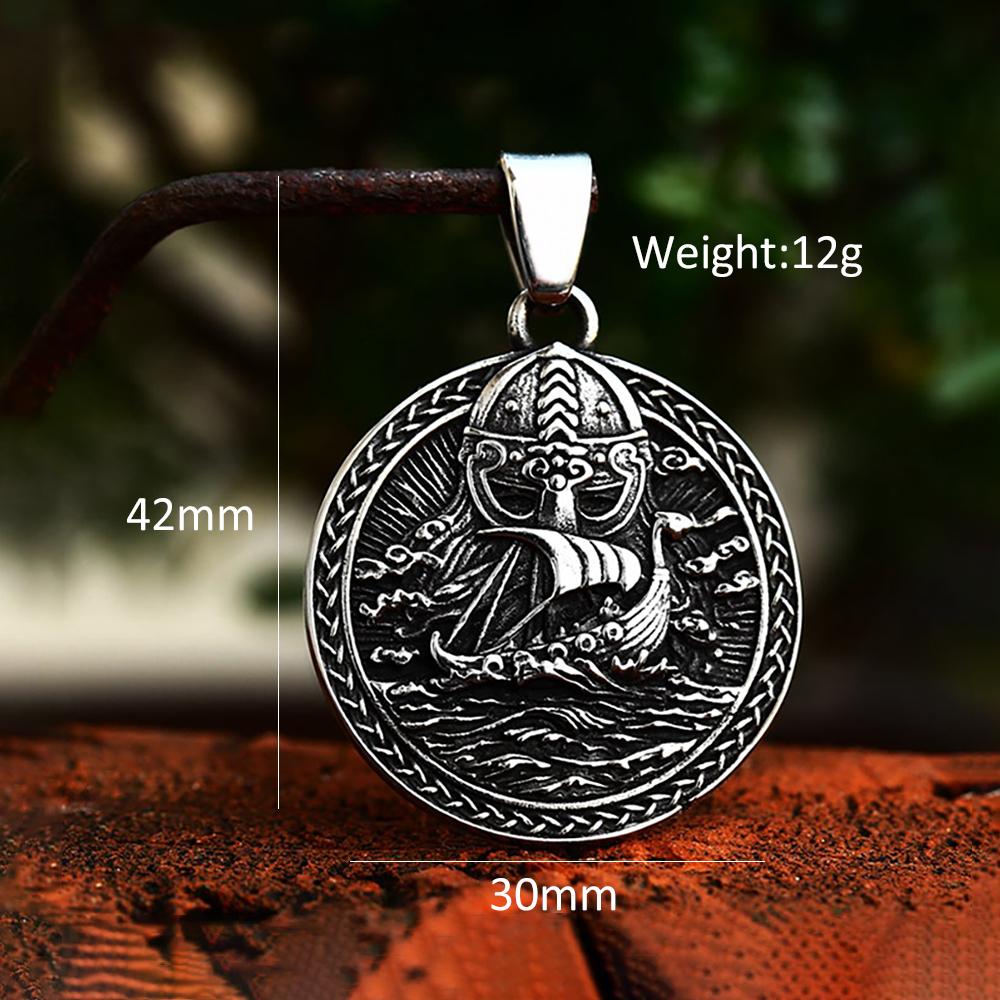 Винтажная нержавеющая сталь Viking Пиратский корабль Подвеска Ожерелье Для Мужчин Скандинавский Двойной Дракон Амулет Ожерелья Модные Ювелирные Изделия Подарки