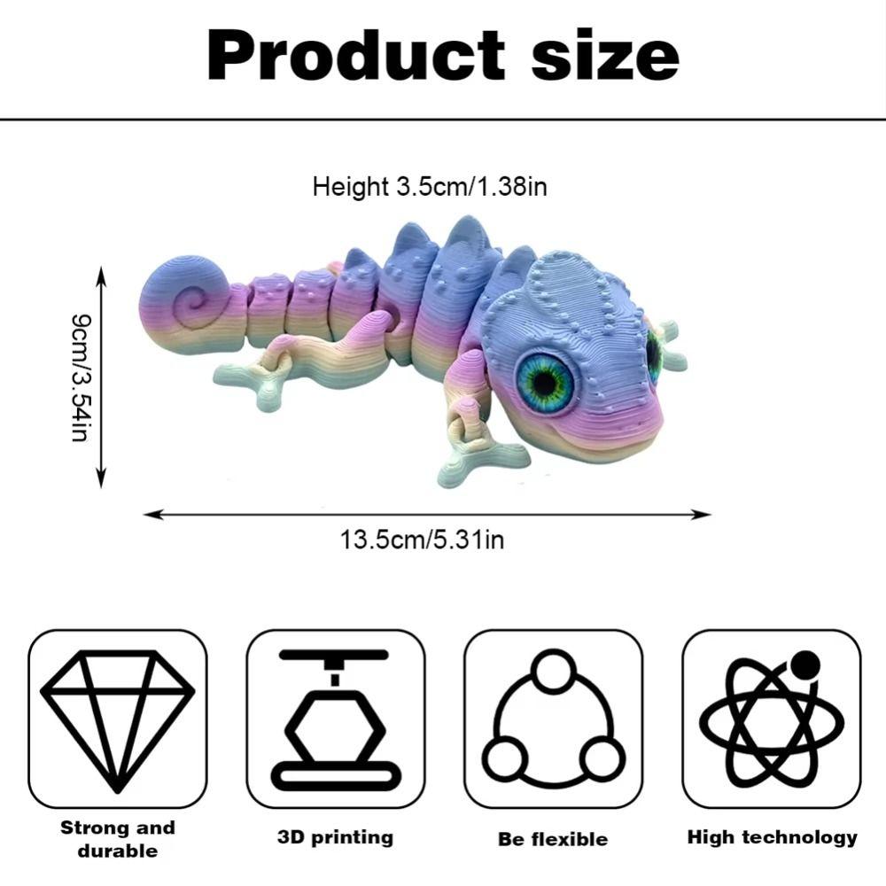Многоцветная градиентная 3D-печать Ящерица Многосуставная имитационная фигурка Ящерица Детская игрушка