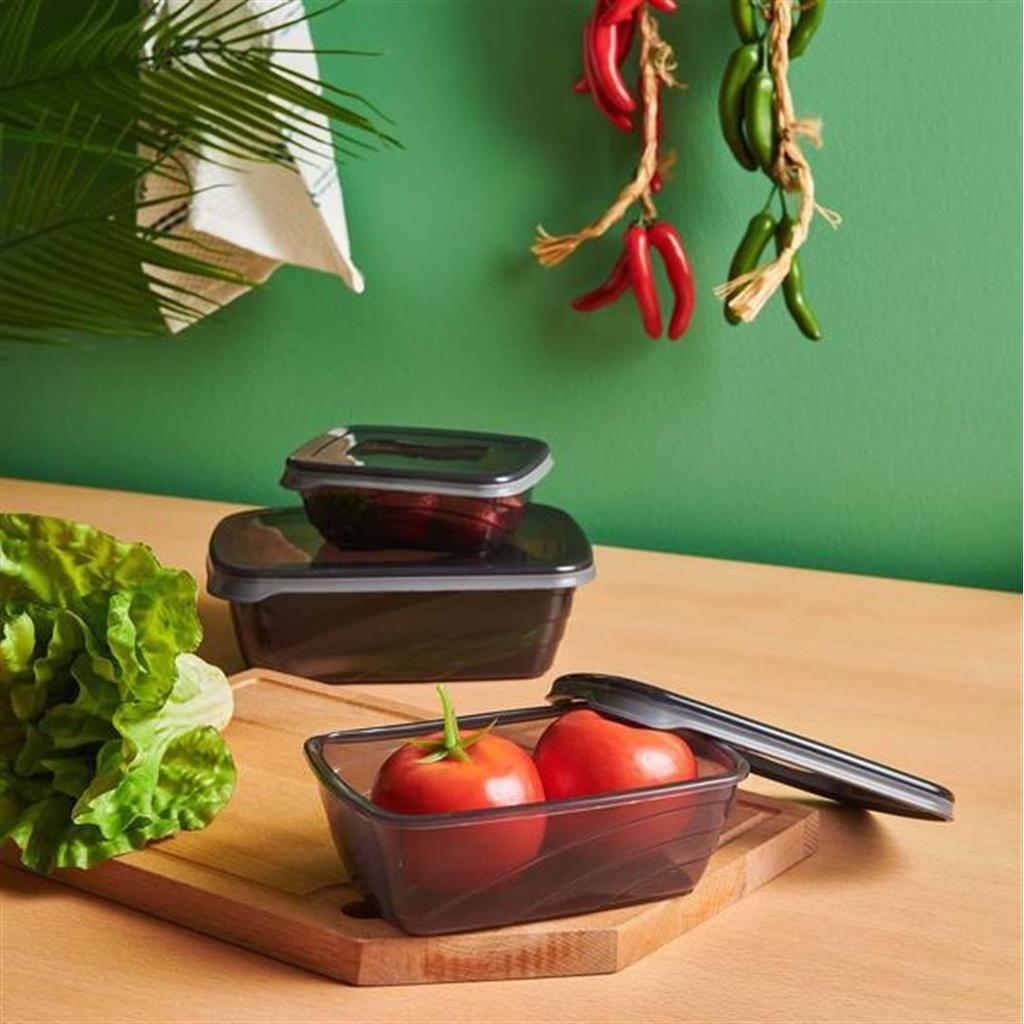 Набор контейнеров для хранения из 3 предметов Qlu Bio, антрацитовый