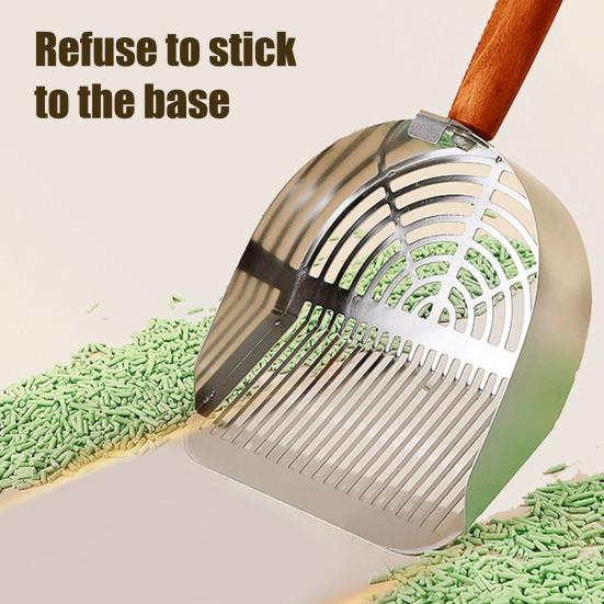 Совок для кошачьего туалета из нержавеющей стали, просеивающая лопатка с длинной ручкой, совок для уборки отходов домашних животных, инструмент для чистки кошачьего туалета