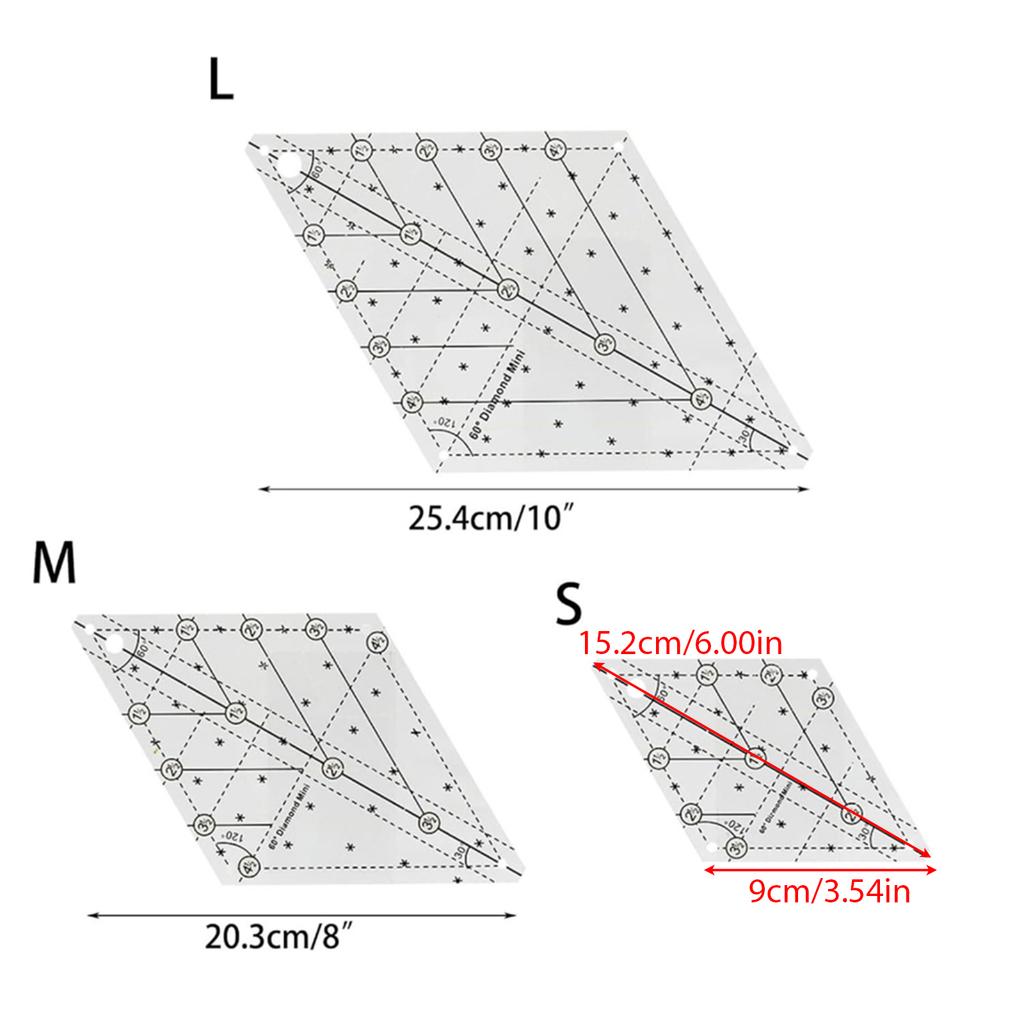 60-градусный алмазный шаблон для квилтинга, швейная линейка, линейка для квилтинга, линейка для рукоделия, простые дизайны для квилтинга, фурнитура