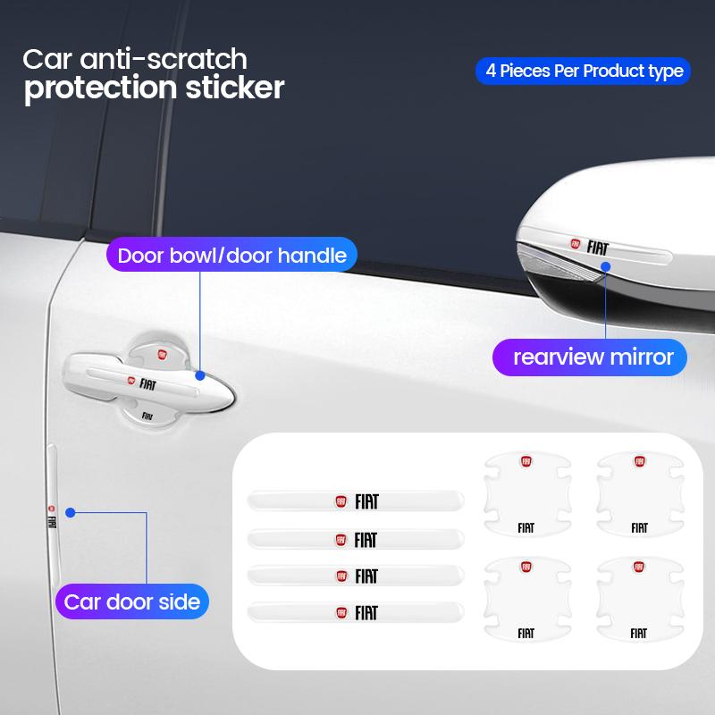 4/8 шт. Прозрачная защитная пленка для ручек автомобиля Наклейки на двери автомобиля Для FIAT Punto Tipo abarth Ducato Grande Panda 500 500L 500X