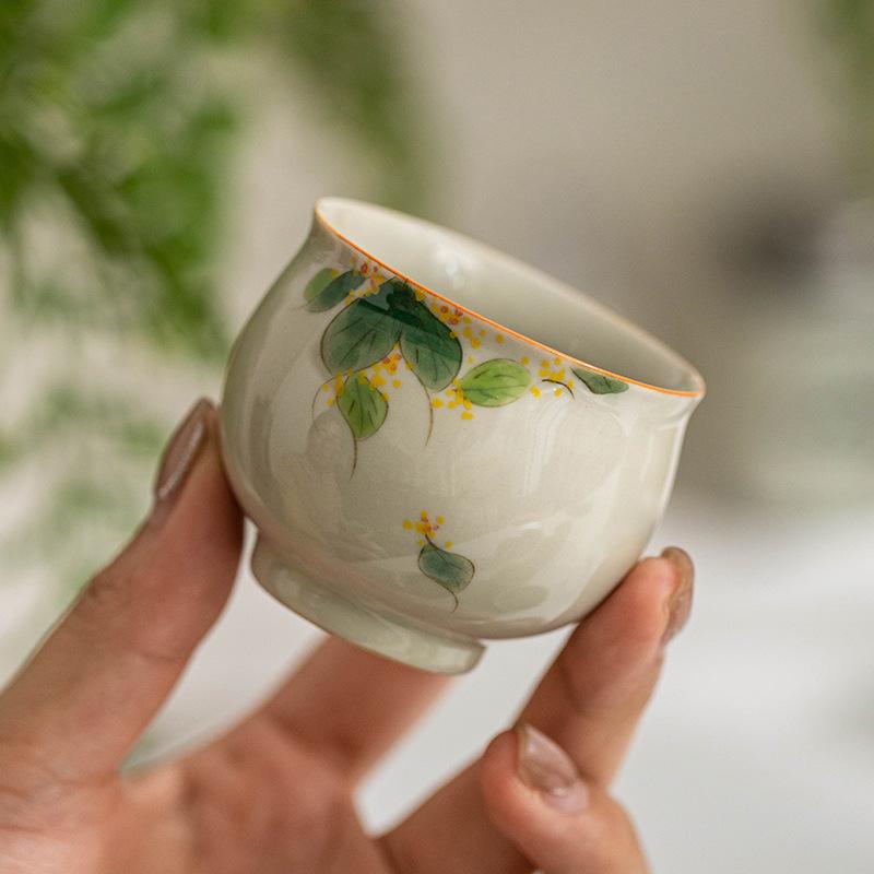 Расписанный вручную дорожный чайный сервиз Osmanthus, бутик, чайный сервиз, набор, антикварный, 1 чайник, 2 чашки, чайник, сумка-тоут, украшения, подарки