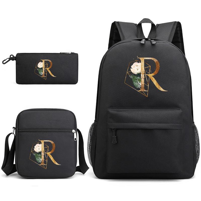 Рюкзак из 3 предметов с 26 английскими буквами, холст для косплея, детский школьный рюкзак, дорожная сумка, сумка для книг в школу