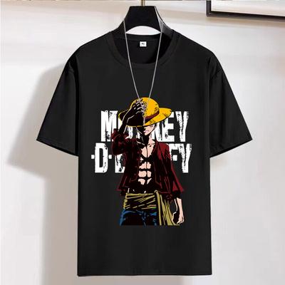 Мужская футболка с коротким рукавом и принтом из аниме One Piece для Instagram. Модный и повседневный базовый слой для мужчин летом.