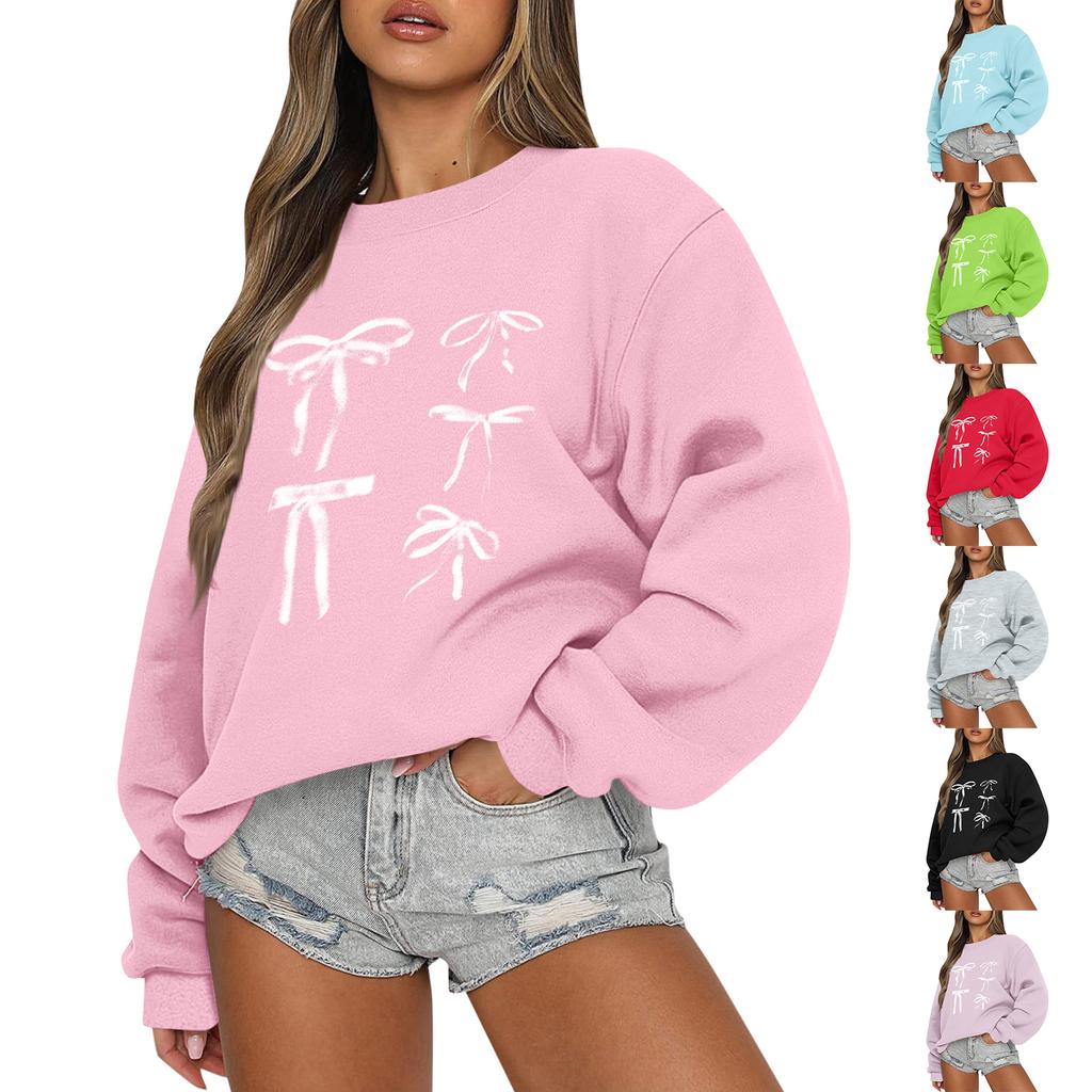 Women Tops Women's Long Sleeve Sweatshirt Casual Crewneck Loose Fit Pollover Fleece Tops