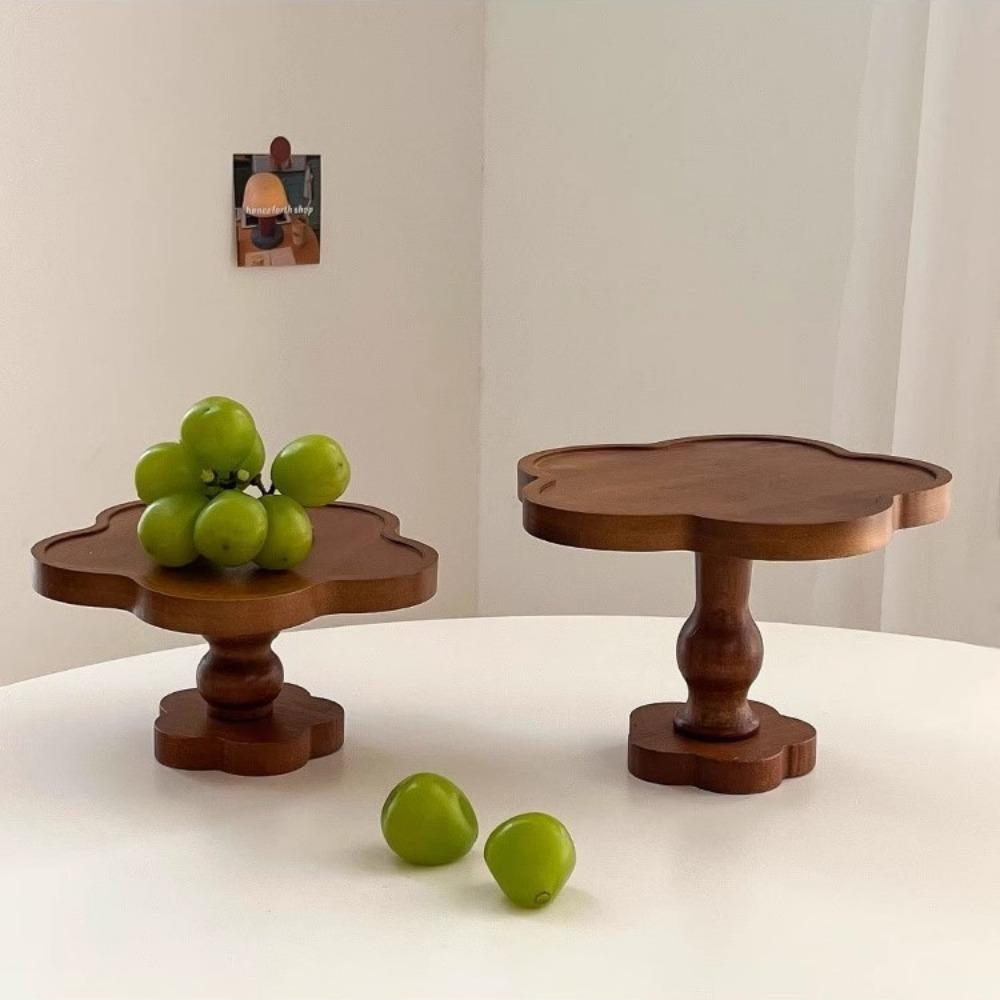 Small Round Wooden Tray for Decor, Irregular Footed Tray for Display Aromatherapy, Candle, Crystal, Trinkets