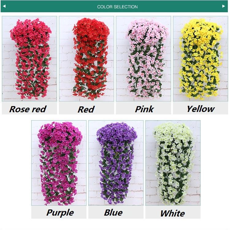 Фиолетовый искусственный лист, гирлянда, лоза, искусственный цветок, настенный подвесной цветок орхидеи, Свадебная вечеринка, домашний декор