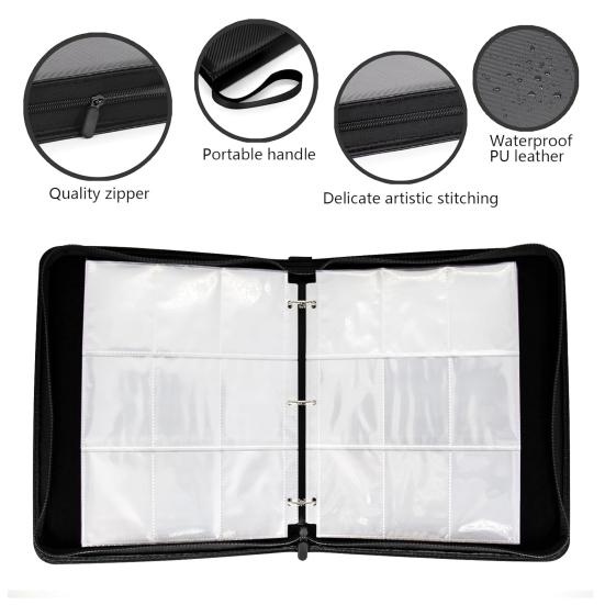 Держатель для карточек Game Collection Binder с большой вместимостью и несколькими отделениями, компактный дизайн, портативный органайзер для игровых карт с застежкой-молнией
