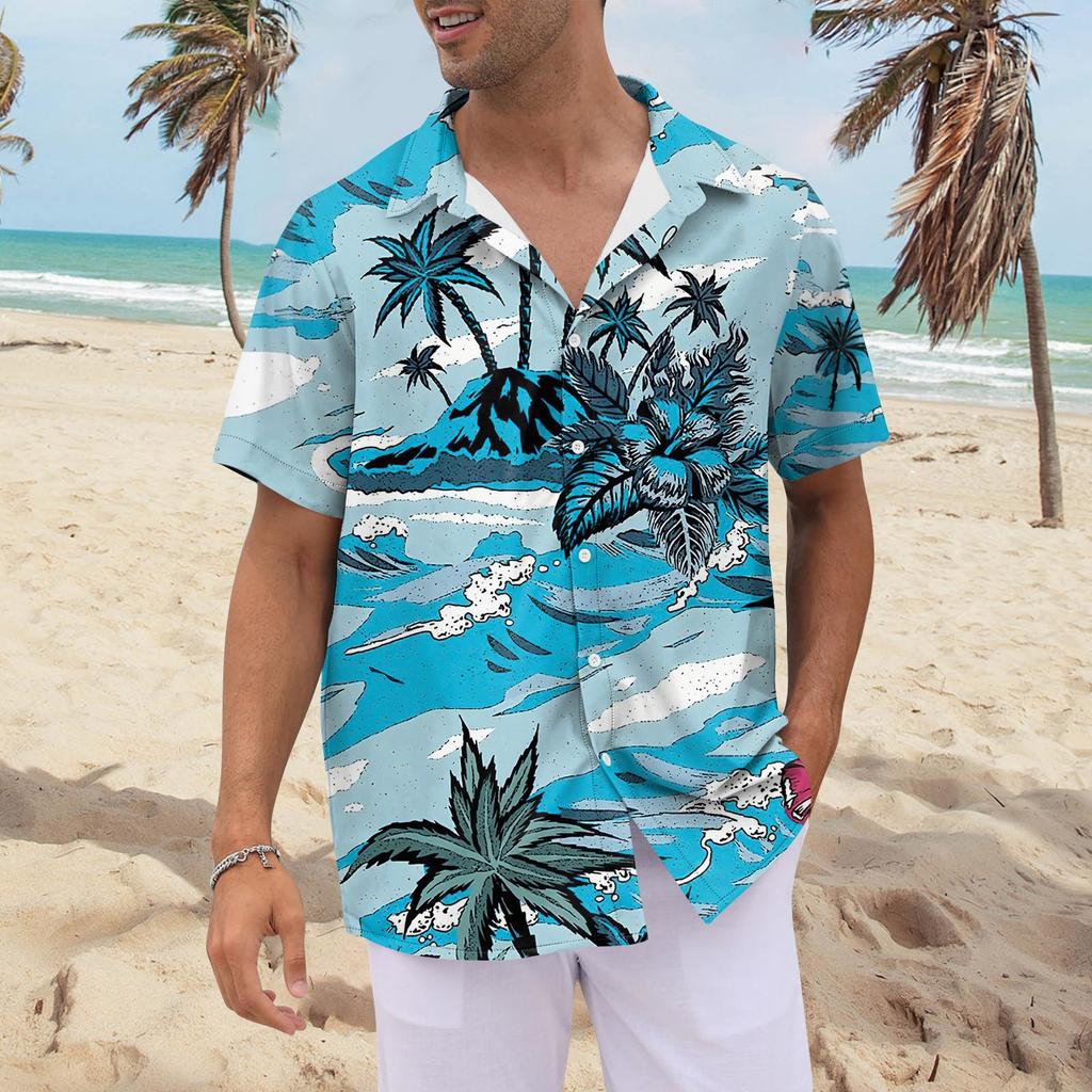 Рубашка для мужчин, мужские винтажные рубашки для боулинга на пуговицах, летняя пляжная рубашка с коротким рукавом