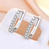 JewelryTop Sterling Crystal Jewelry Fashion Zircon Circle Hoop Earrings for Woman Lady Wedding Party Gift New
