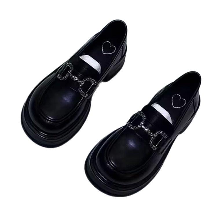 Увеличение роста 6 см мягкая кожа лоферы на платформе женские 2025 осень новинка лакированная кожа маффин один педаль британская кожаная обувь