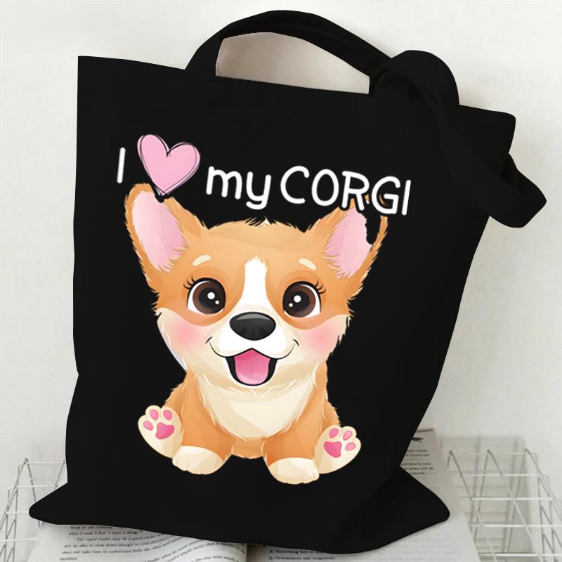 Сумка-тоут Loves Corgis Print Canvas Tote женская сумка для покупок подростковая складная большая вместительная сумка Corgis Lover через плечо