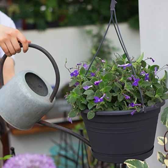 Устойчивый к падениям цветочный горшок из экологичной смолы, черный подвесной цветочный горшок для улицы