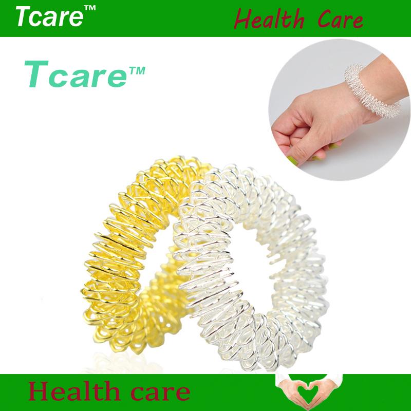 Tcare 2 шт. Новый серебристый массажер для тела, расслабляющий, из нержавеющей стали, кольцо-массажер для запястья и кисти, браслет для акупунктуры, уход за здоровьем